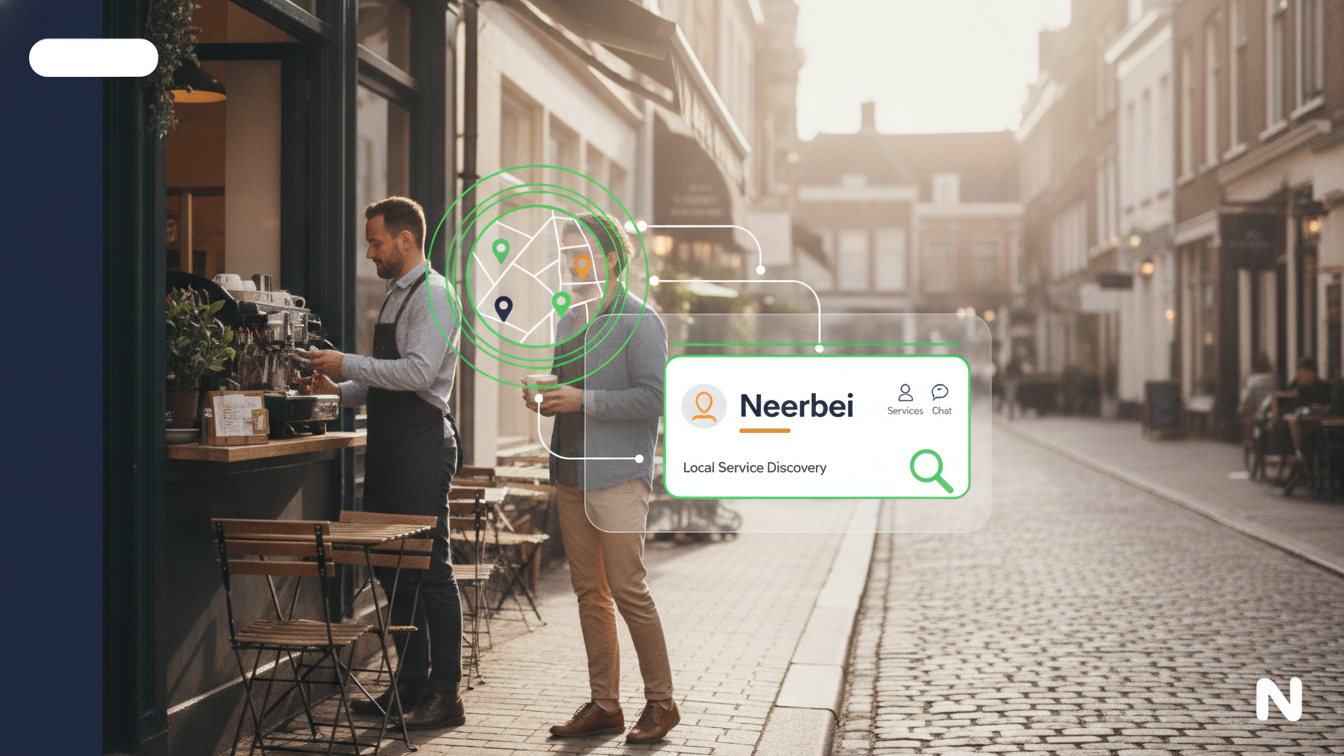 Laptop showing Neerbei profile with local small business services