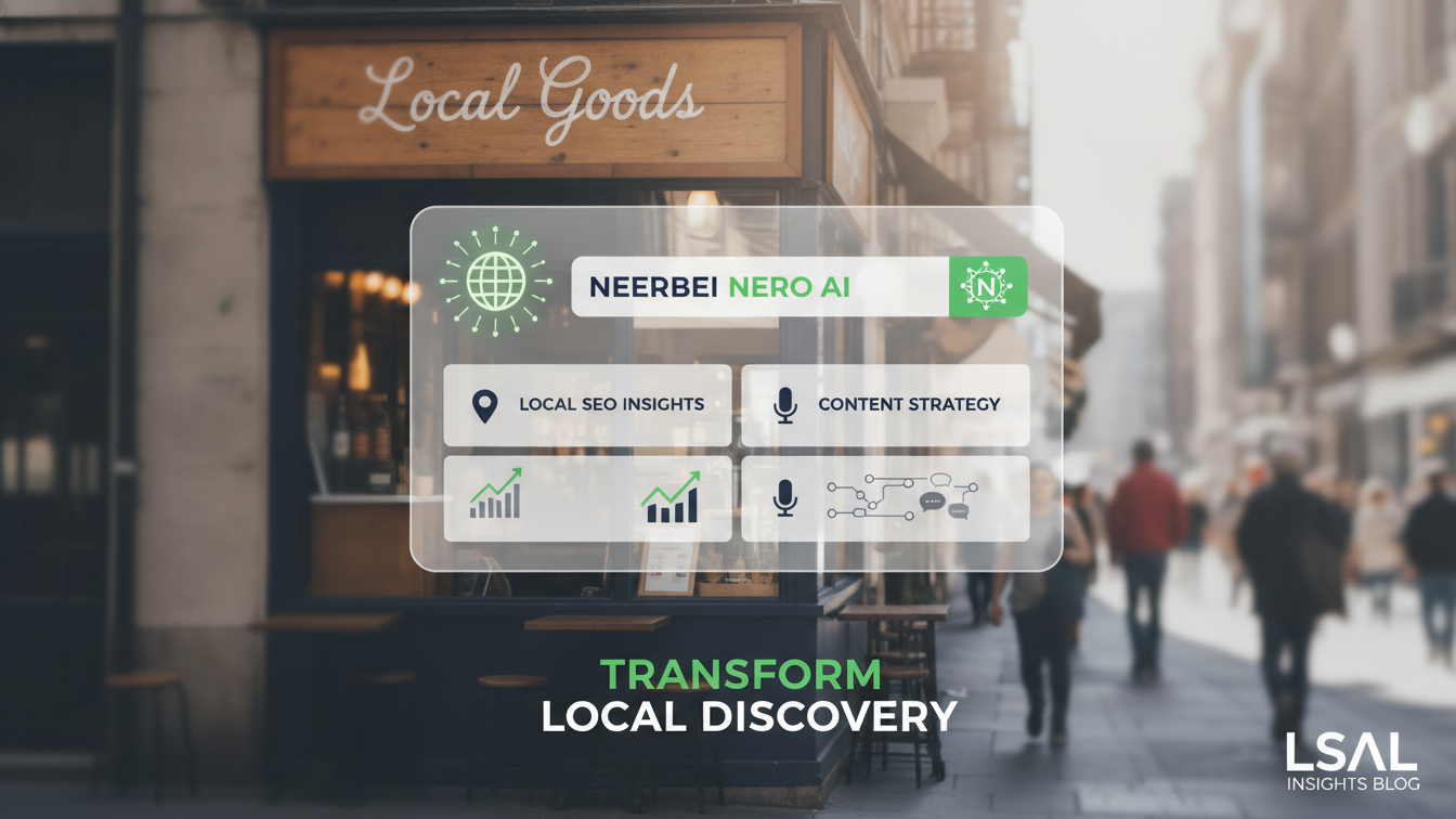 Neerbei NERO AI dashboard showing local SEO and content strategy tools for small businesses